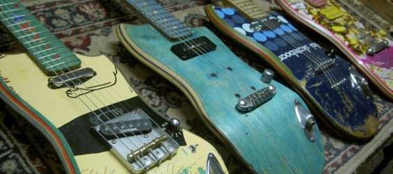 Le chitarre a impatto zero sono fatte di tavole da skateboard riciclate